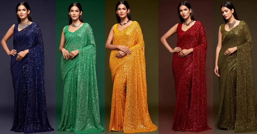 Georgette Sequence Sarees: Adding Glamour to Your Ethnic Wardrobe 1 Georgette Sequence Sarees Adding Glamour to Your Ethnic Wardrobe