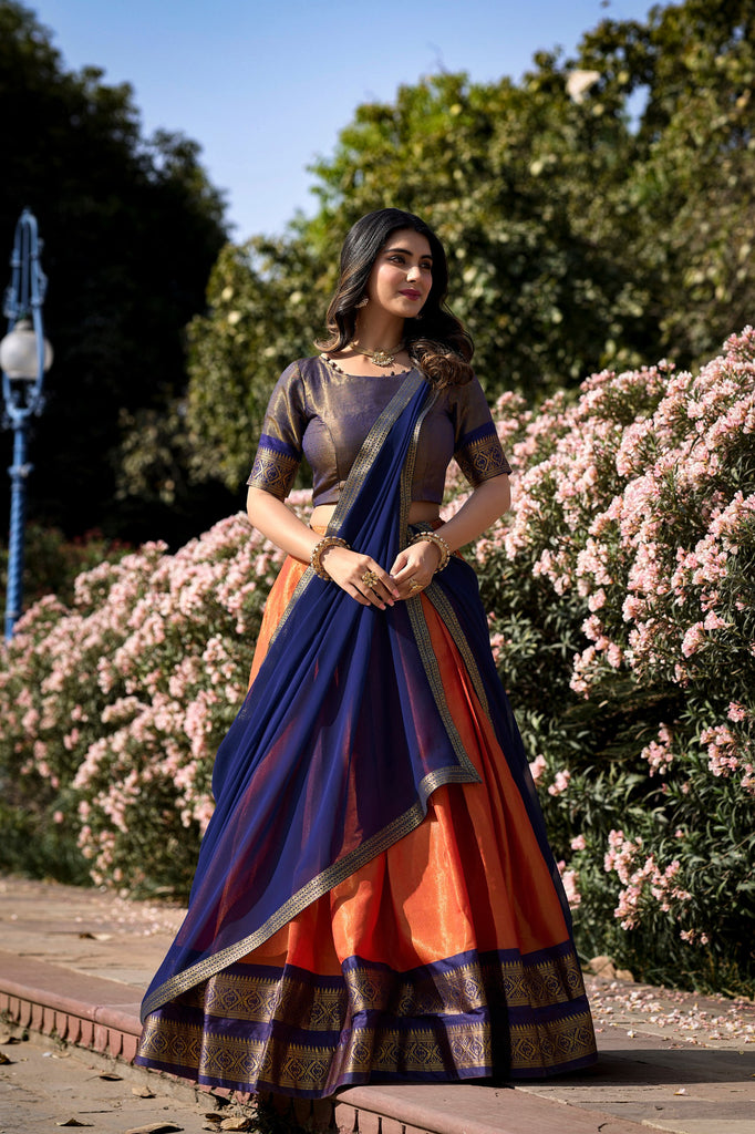 Unveiling Elegance: A Look into the South-Indian Kanchipuram Lehenga Collection 4 Unveiling Elegance: A Look into the South-Indian Kanchipuram Lehenga Collection