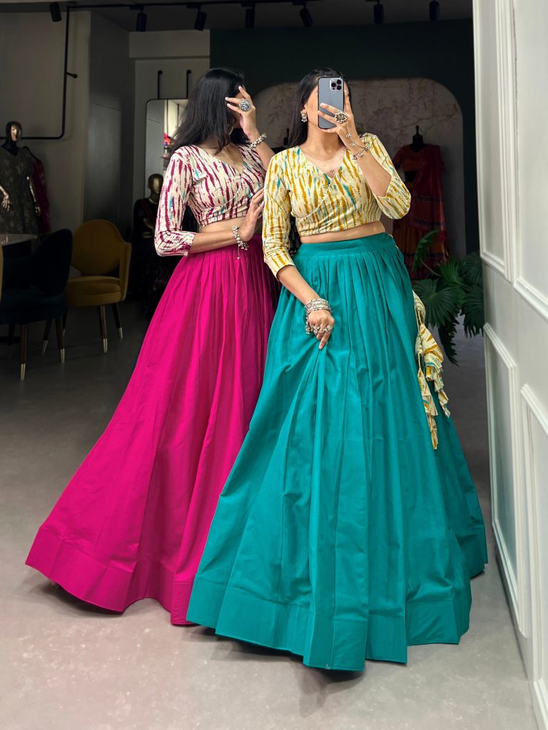 Sophistication Meets Comfort: The Cotton Lehenga with Printed Blouse - Your Dream Co-ord Set 1 cotton lehenga