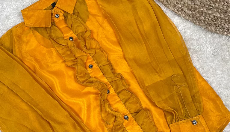 Orange Color Organza Plain Shirt: A Must-Have Fashion Staple for Girls